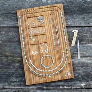 Giftset Malaboard mit Deckel Upgrade Kit (beading tablet with extra felt & cross rubber bands) - Wooden mala Beading Board with cover/lid and extra felt inlay plus rubber bands || Der Blaue Vogel Beadingboards