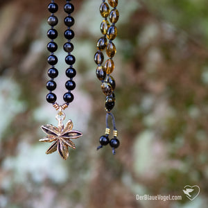 Gold Obsidian Amber Nature Love mala with Gold Bronze Star Anise Pendant | Der Blaue Vogel