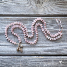 Download the image in the gallery viewer, Nature Love mala made of Madagascar rose quartz with hand-cast silver pendant | A mala by Der Blaue Vogel
