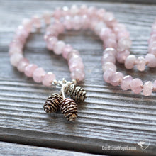 Download the image in the gallery viewer, Nature Love mala made of Madagascar rose quartz with hand-cast silver pendant | A mala by Der Blaue Vogel
