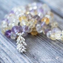 Download the image in the gallery viewer, Ametrine mala with natural cast of a lavender flower in solid silver | love of nature mala by Der Blaue Vogel 
