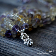 Download the image in the gallery viewer, Ametrine mala with natural cast of a lavender flower in solid silver | love of nature mala by Der Blaue Vogel 
