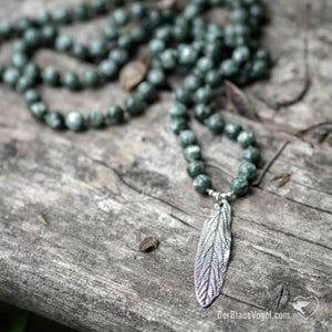 Serafinite 108 beads mala with hand-cast silver sage pendant | Der Blaue Vogel