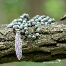 Download the image in the gallery viewer, Serafinit 108 pearls mala with hand cast silver sage pendant | Der Blaue Vogel
