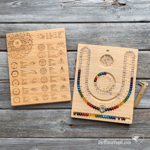 Bundle 108 | 5-Elements malaboard and beading tablet with Chakra-Mudra-Elements Overview | Der Blaue Vogel | beading board made of wood | Wooden Beadingboards