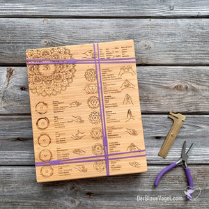 Bundle 108 | 5-Elements malaboard and beading tablet with Chakra-Mudra-Elements Overview | Der Blaue Vogel | beading board made of wood | Wooden Beadingboards