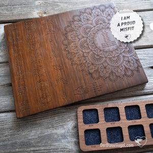 MISFIT 22-05 | Medium Beading Tray Stained Brown with Walnut Eood Inlay and Chakra Engraving